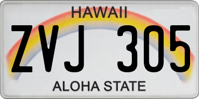 HI license plate ZVJ305