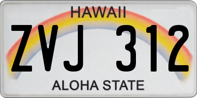 HI license plate ZVJ312