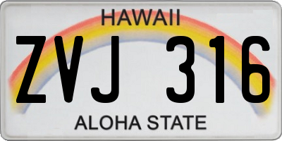HI license plate ZVJ316