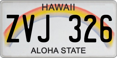 HI license plate ZVJ326