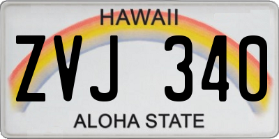 HI license plate ZVJ340