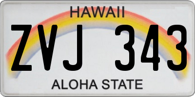 HI license plate ZVJ343