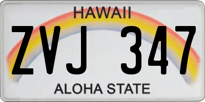 HI license plate ZVJ347