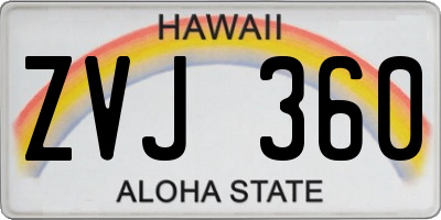HI license plate ZVJ360