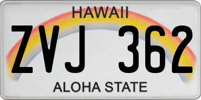 HI license plate ZVJ362