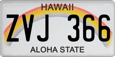 HI license plate ZVJ366