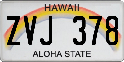 HI license plate ZVJ378