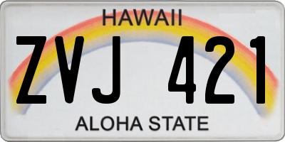 HI license plate ZVJ421