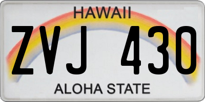 HI license plate ZVJ430