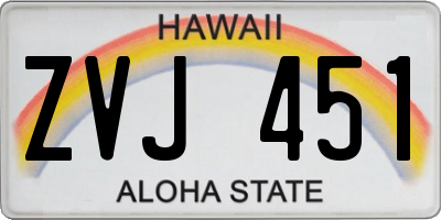 HI license plate ZVJ451