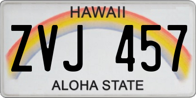HI license plate ZVJ457