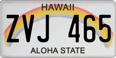HI license plate ZVJ465