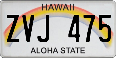 HI license plate ZVJ475