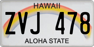 HI license plate ZVJ478
