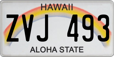 HI license plate ZVJ493