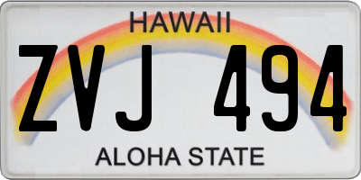 HI license plate ZVJ494