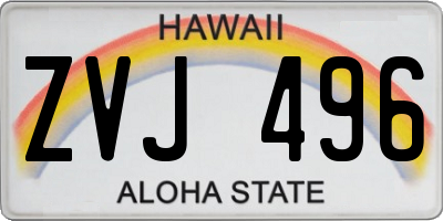 HI license plate ZVJ496