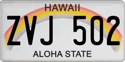 HI license plate ZVJ502