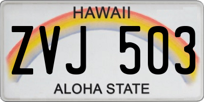 HI license plate ZVJ503