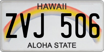 HI license plate ZVJ506