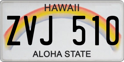 HI license plate ZVJ510