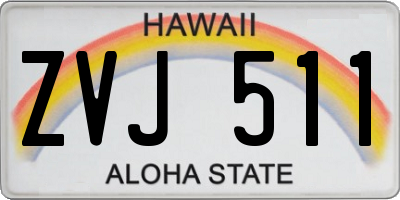 HI license plate ZVJ511