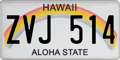 HI license plate ZVJ514
