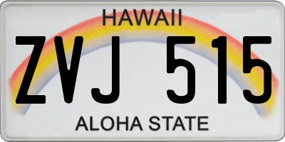 HI license plate ZVJ515