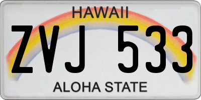 HI license plate ZVJ533