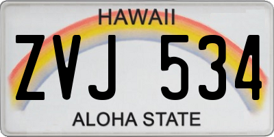 HI license plate ZVJ534