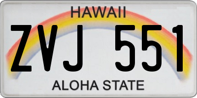 HI license plate ZVJ551