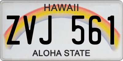 HI license plate ZVJ561