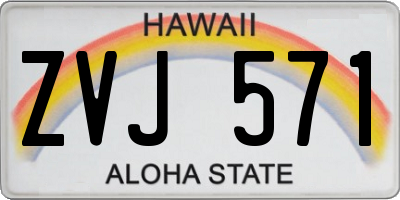 HI license plate ZVJ571