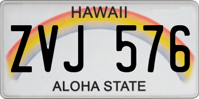 HI license plate ZVJ576