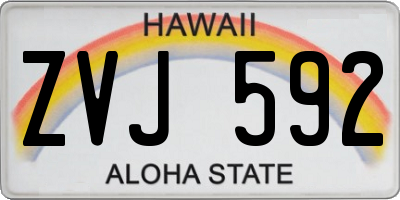 HI license plate ZVJ592