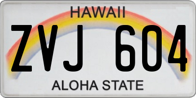 HI license plate ZVJ604