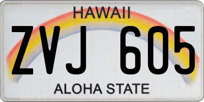 HI license plate ZVJ605