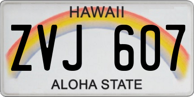 HI license plate ZVJ607