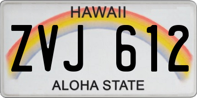 HI license plate ZVJ612