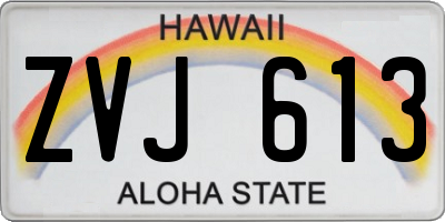 HI license plate ZVJ613