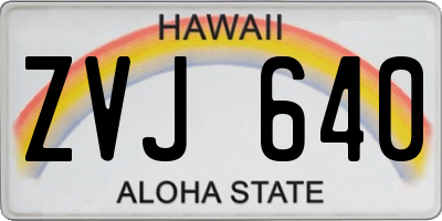 HI license plate ZVJ640