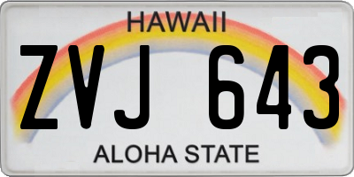 HI license plate ZVJ643