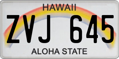 HI license plate ZVJ645