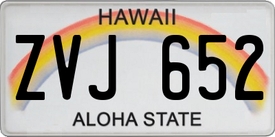 HI license plate ZVJ652