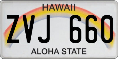 HI license plate ZVJ660