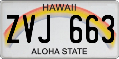HI license plate ZVJ663