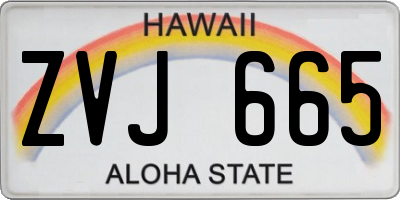 HI license plate ZVJ665