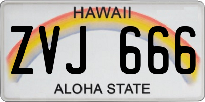HI license plate ZVJ666