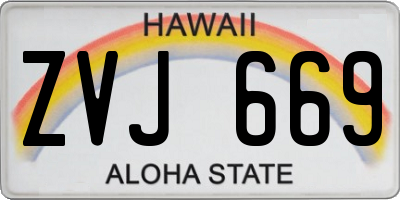 HI license plate ZVJ669