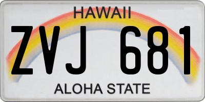 HI license plate ZVJ681